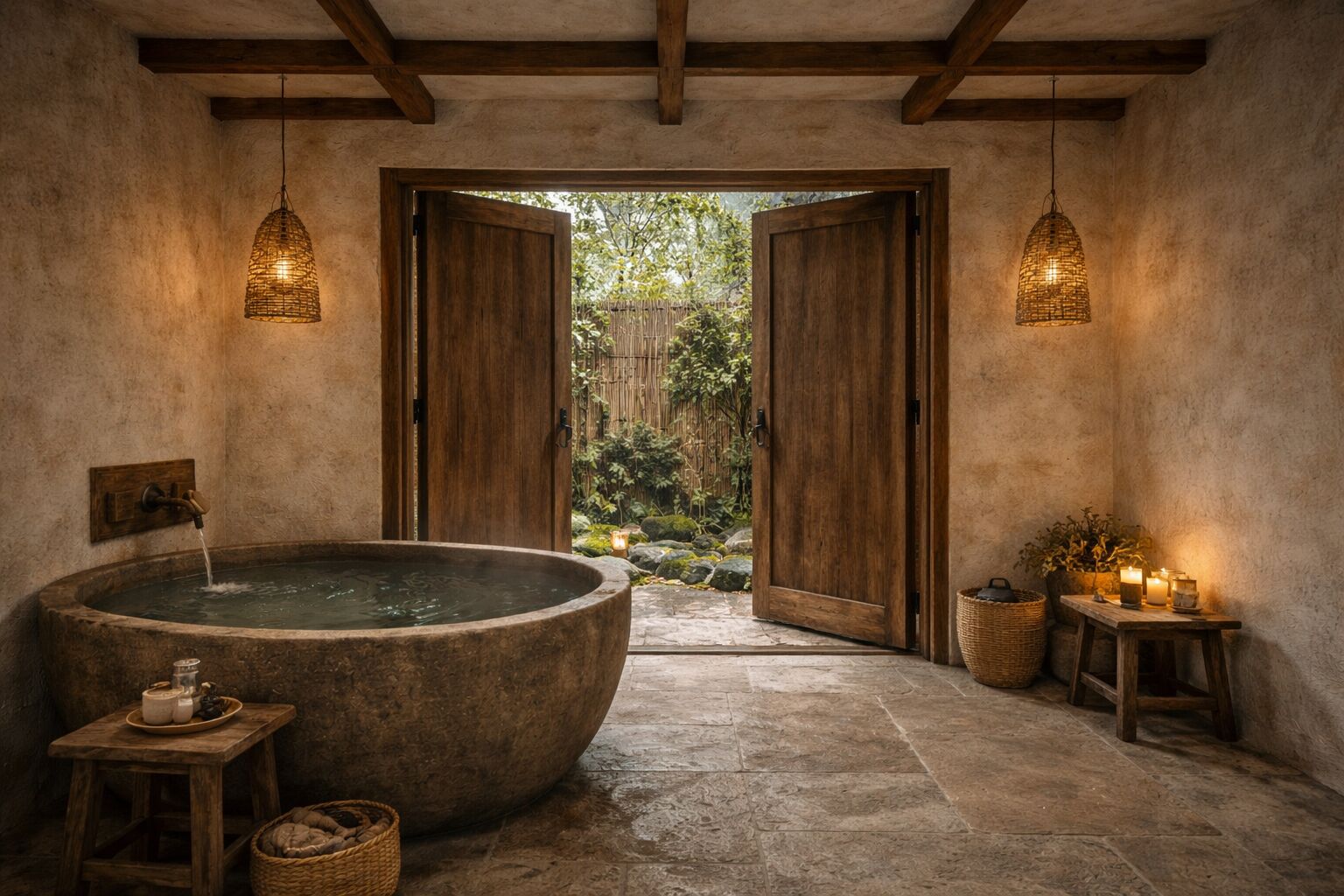 A biophilic indoor-outdoor bath